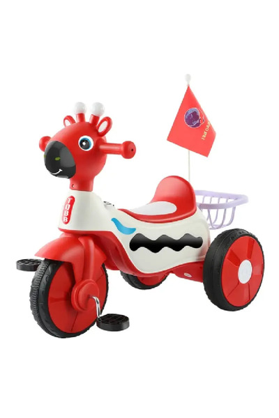 OEM Tricicleta Muzicala pentru Copii cu Lumini Model Girafa - Rosu