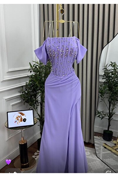 KALDE Chiffon evening dress with sequins on the bodice