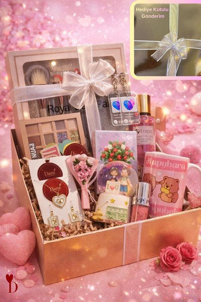 Dami Beauty Sevgililer Günü Hediyesi Gold Hediye Kutusu - 11 Parça Makyaj, Ta...
