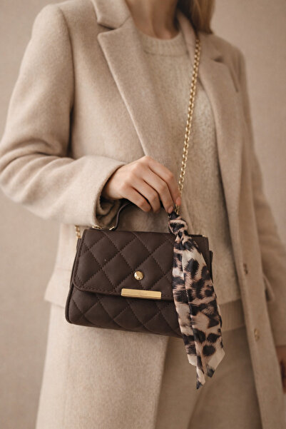 Tabris Luxary Vizon Kapitone Kadın Omuz Çantası – Zincir Askılı Şallı Mini El...