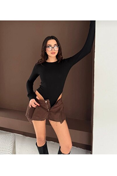 Tarzımızbir Parmak detaylı çıtçıtlı badi modal kumaş