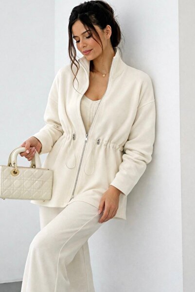 Cara Women's Knitwear Two-Piece Set Zippered Jacket Wide-Leg Pants Standard S...