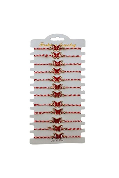 TLBShop Set of 12 Red Butterfly Bracelets