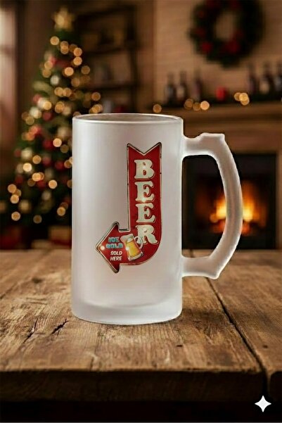 sartre art Beer Sold Tasarımlı Buzlu Cam Bira-Meşrubat Bardağı