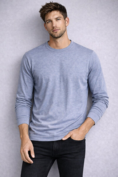 ince moda giyim Erkek Bisiklet Yaka Basic Uzun Kollu Sweatshirt