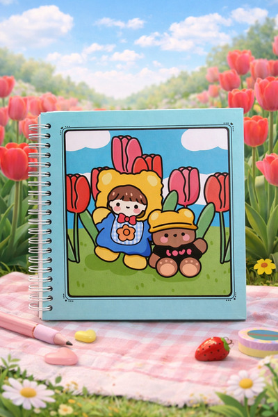 matheon 17X17 cm Square Spiral Notebook |   Cute Cartoon Diary and Notebook