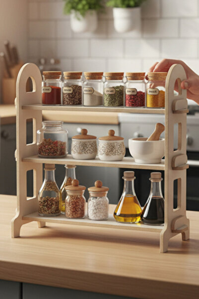 MONTETOYS Beyaz Ahşap Mutfak & Banyo Organizeri Çok Amaçlı Şık ve Modern Tasa...