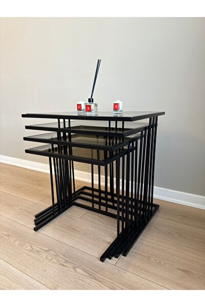 Esey Luxury Siyah Elegant Model 4lü Zigon Sehpa