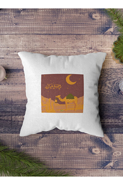 LOWHA Polyester Pillowcase Cushion Cover with Ramadan Mubarak Design
