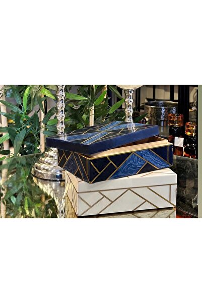 zepce design Mavi kemik ahşap kutu