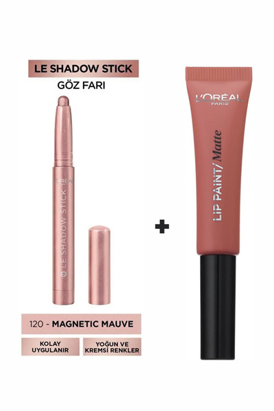 L'Oreal Paris Likit Mat Ruj Infaillible Lip Paint Matte 201 + Le Shadow Stick...