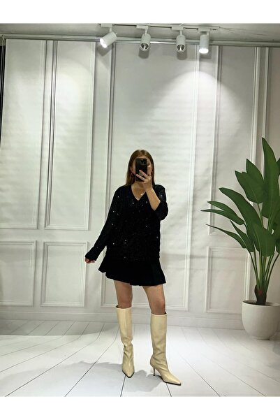 Pulli Collection V-Neck Sequined Long Sleeve Blouse Pll-2512