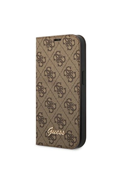 Guess 4G Vintage Gold Flip Case for iPhone 14 - Brown