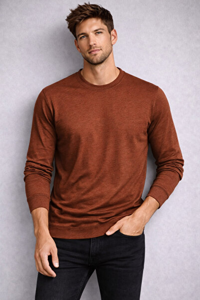 ince moda giyim Erkek Bisiklet Yaka Basic Uzun Kollu Sweatshirt