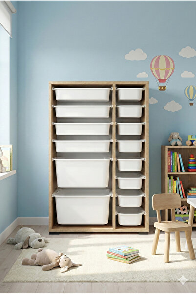 decosense 14 Çekmeceli Çok Amaçlı Oyuncak Dolabı ve Saklama Ünitesi – Çocuk O...