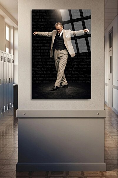 TAULART Ataturk and the Youth Themed Special Design Unbreakable Glass Wall Pa...