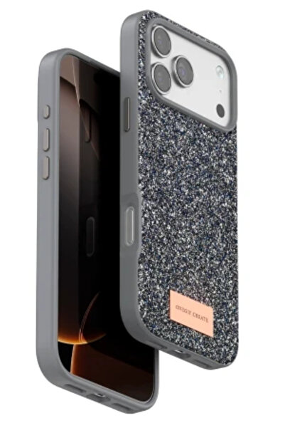 TechTrove iPhone 17 Pro İçin Uyumlu Parlak Mozaik Taşlı Simli Tasarımlı Diamo...