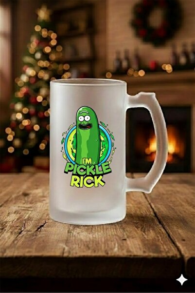 sartre art Rick Morty Buzlu Cam Bira-Meşrubat Bardağı