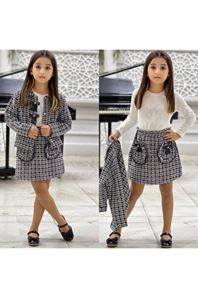 Bisahane Girl's Jacket Skirt Suit