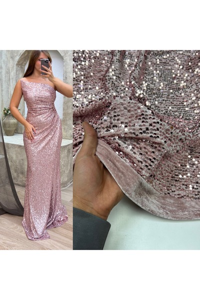 Şanlı Kumaş Marka Pullu Pembe Renk Kadife