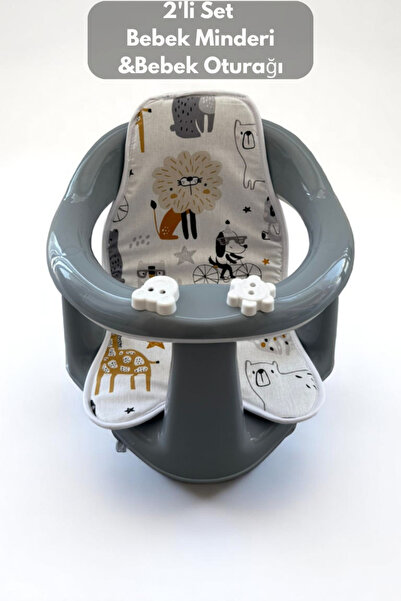 PONÇİK STORE 2'li Bebek Banyo Oturağı Ve Minder Seti - Vakum Taban Mama Otura...