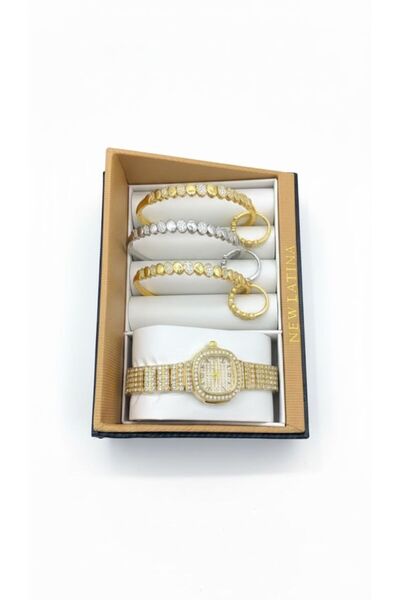 Boutique Women's accessory set: wristwatch with a selection of bracelets and ...