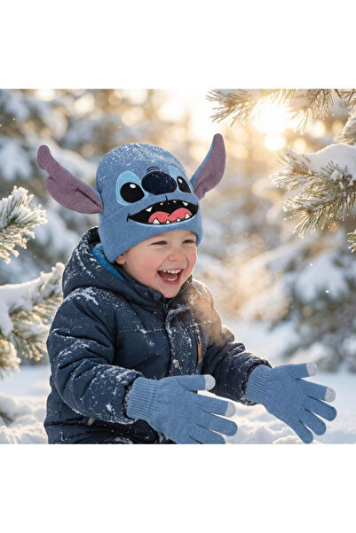 Stitch 2-piece acrylic winter set, hat and gloves