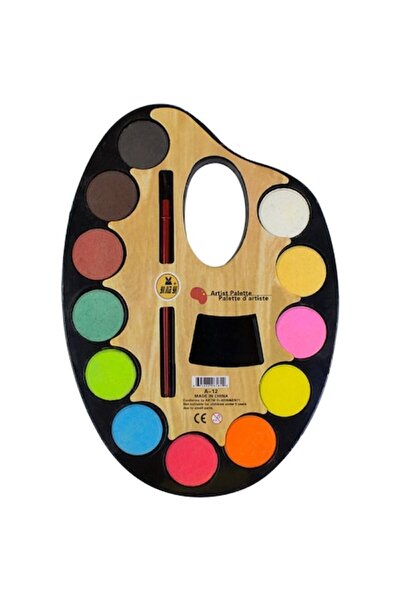 OEM Paletă mare de acuarelă cu pensulă, 26 cm, 12 culori