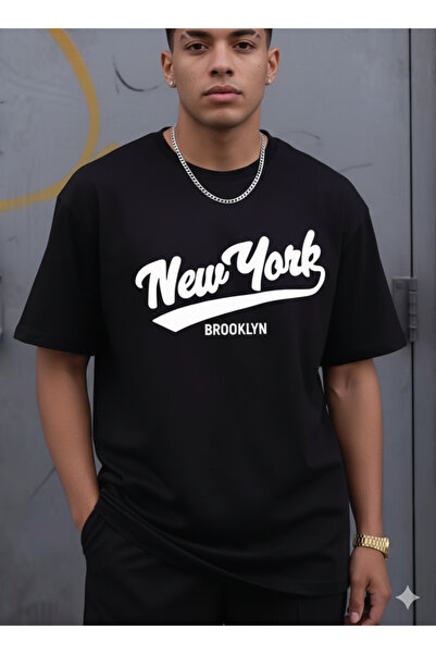 JENOLAN Unisex New York cu imprimeu supradimensionat bumbac 100% 20/1 Comp. b...