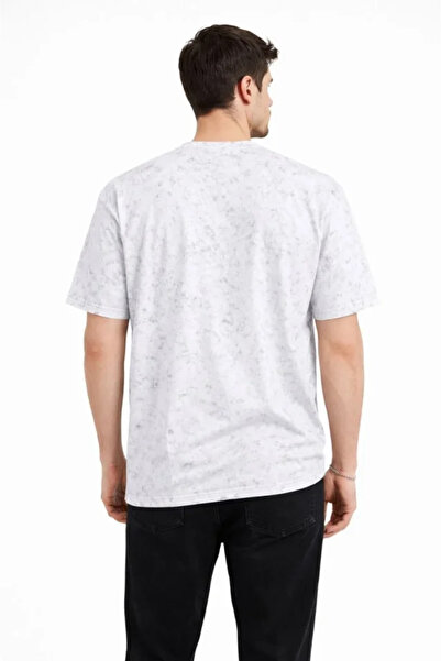 JANES Tricou pentru bărbați Acid Wash guler rotund cu mânecă scurtă supradime...