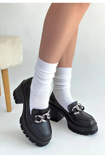 BLACK MODBLACK Winar Black Leather Full Heel Shoes