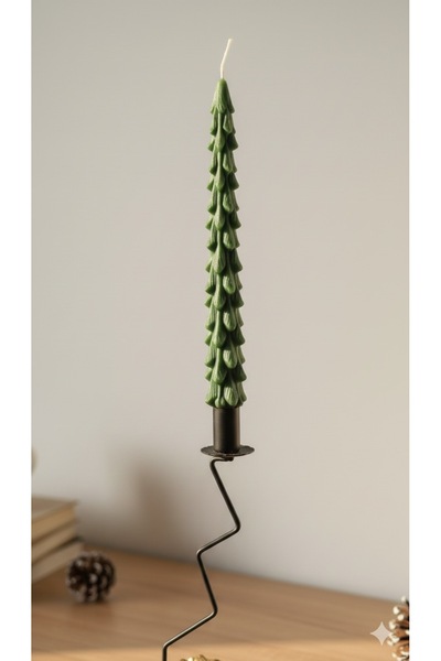 Patulya Aksesuar Dekoratif Çam Ağacı Şamdan Mum - El Yapımı Yılbaşı Temalı Fi...