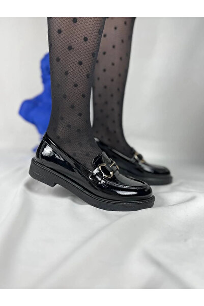 BLACK MODBLACK Kb-801 Kuback Charcoal Patent Leather Daily Women's Flat Shoes