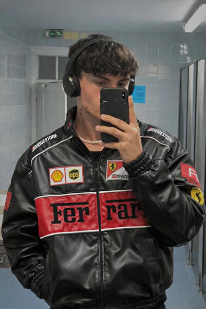 HOUSEOFGRIZZLY Oversized Leather Ferrari Jacket Coat