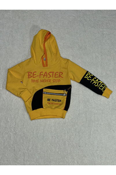 BLACK MODBLACK Ozbay Hooded Front Zipper Bf Printed Sweet Shirt Boys Yellow 1...