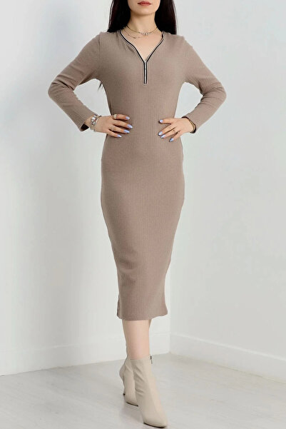 BLACK MODBLACK Zipped Detail Corduroy Shar Fleece-Lined Bi̇se Beige A3178