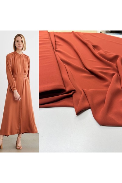 Şanlı Kumaş Kiremit Renk Mısır İpeği Dökümlü Yazlık