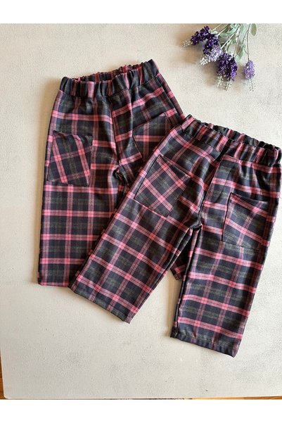 Purdy Plum Plaid Patterned Cotton Children's Trousers