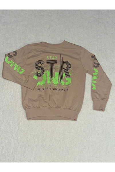 BLACK MODBLACK Ozbay Sty Green Black Text Printed Circular Neckline Boys Swea...