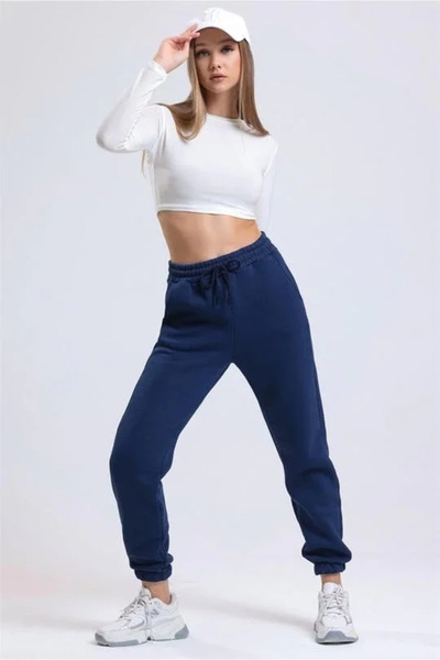 BLACK MODBLACK Ozbay 3 Yarn Sha Fleece-Lined Elastic Tracksuit Dark Blue Is00...