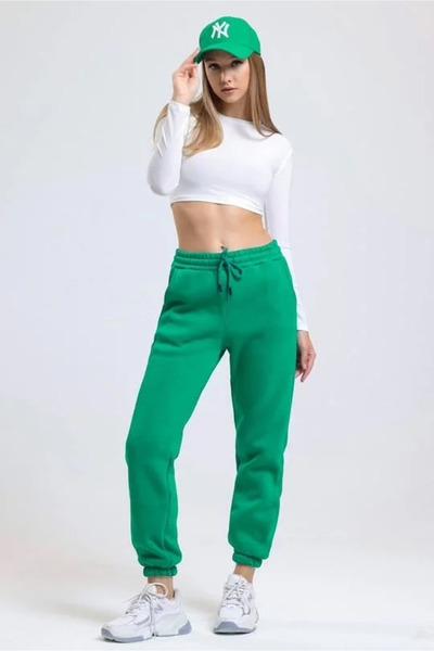 BLACK MODBLACK 3 Yarn Sha Fleece-Lined Stretchy Tracksuit Green Is001