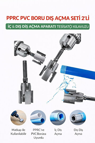 SENBANG PPRC PVC Boru Diş Açma Seti 2’li – İç & Dış Diş Açma Aparatı Tesisatç...