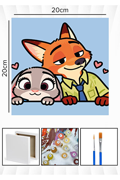 Corvo Sayılarla Boyama 20x20 Cm Tuval Seti Fırça Boya Dahil Çıtaya Gerili - T...