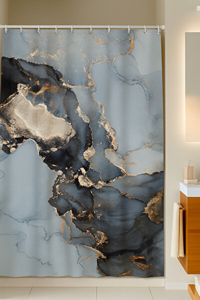 PrintiesPlus Dekoratif Soyut Duş Perdesi 1x160x200 Banyo Perdesi TABLO HEDİYELİ