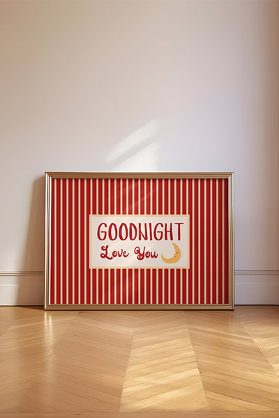 Taranist Kağıt Poster - Goodnight Love You Tipografi - Romantik Minimal Poster