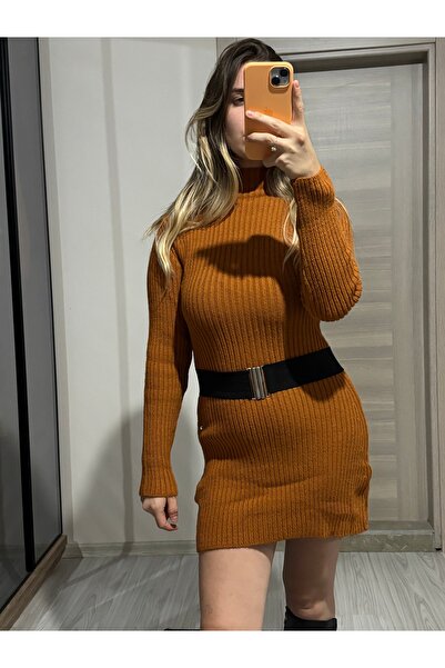 ELA Triko Balıkçı Yaka Çan Elbise