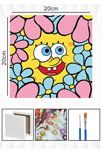 Corvo Sayılarla Boyama 20x20 Cm Tuval Seti Fırça Boya Dahil Çıtaya Gerili - S...