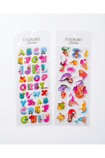 everart Sticker Sevimli Karakterler Çocuk Sticker 2 Adet Sticker