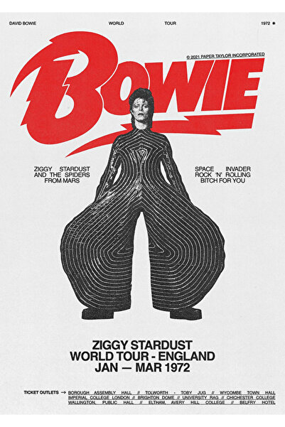 Taranist Kağıt Poster - David Bowie Retro İllüstrasyonu - İkonik Müzik Posteri