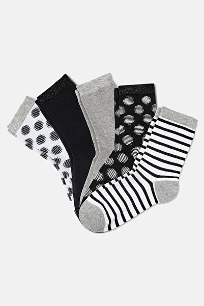 Tchibo Kids Girl 5 Pairs Glittered Socks, Multicolor